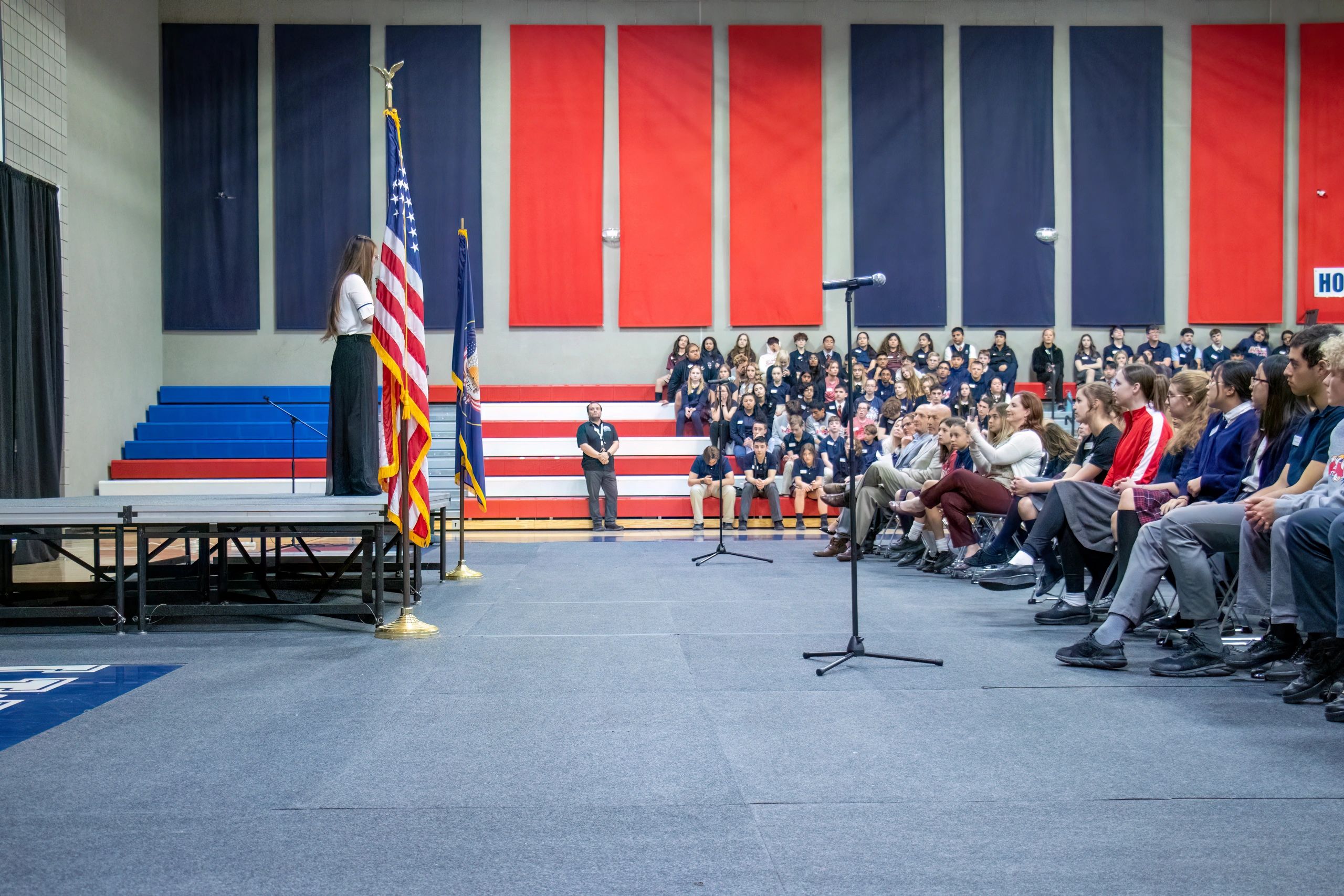 Students at school assembly